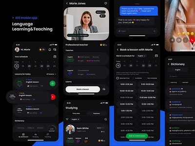 Language Learning&Teaching mobile app learning lesson mobile app study teaching ui ux