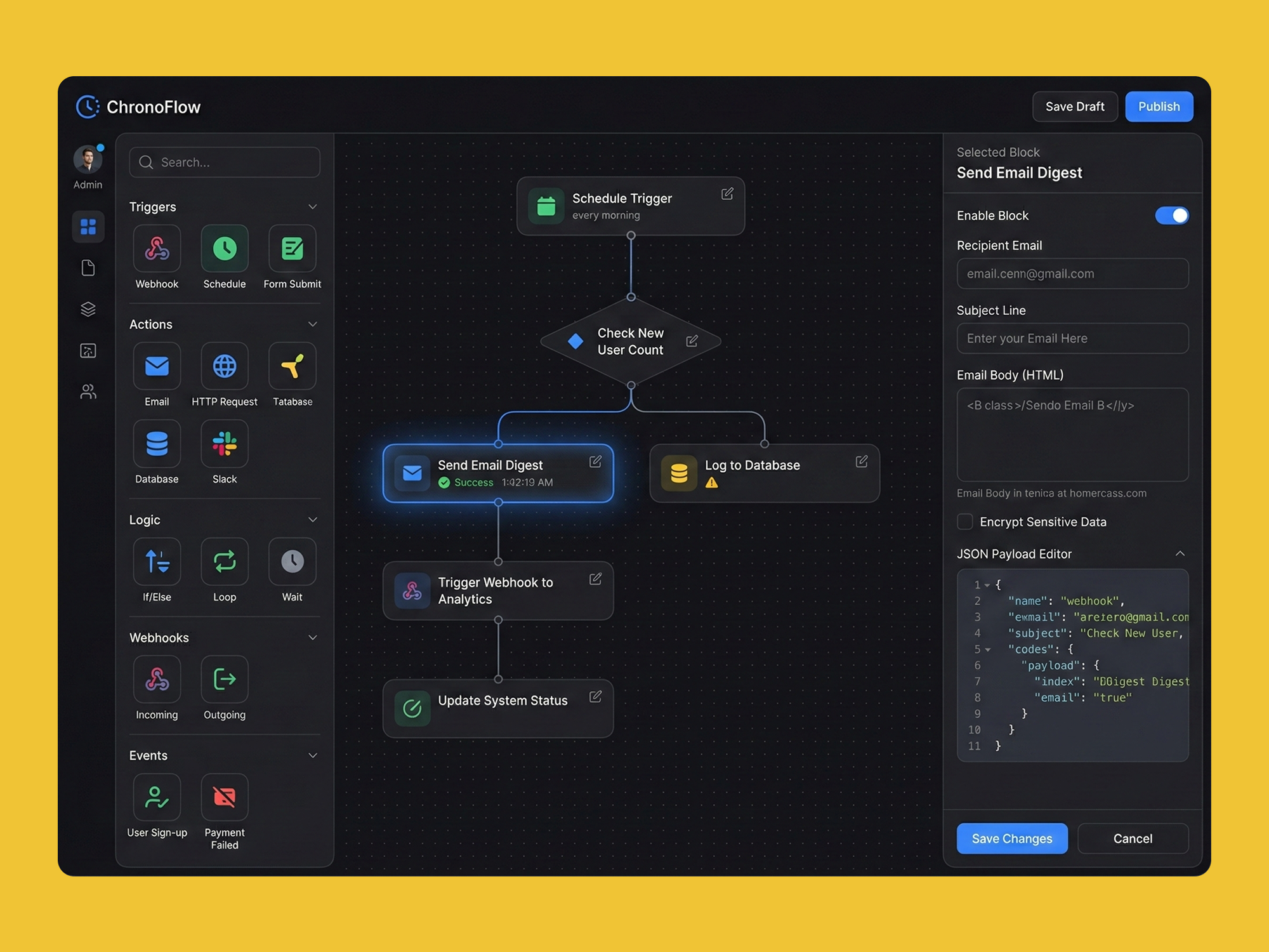 Automation Workflow Builder Dashboard UI UX Design SaaS Platform admin dashboard automation automation tool dark ui dashboard ui enterprise saas figma design flow builder interface design logic builder low code no code platform ui product design saas dashboard software design system design ui ux design web app design workflow builder