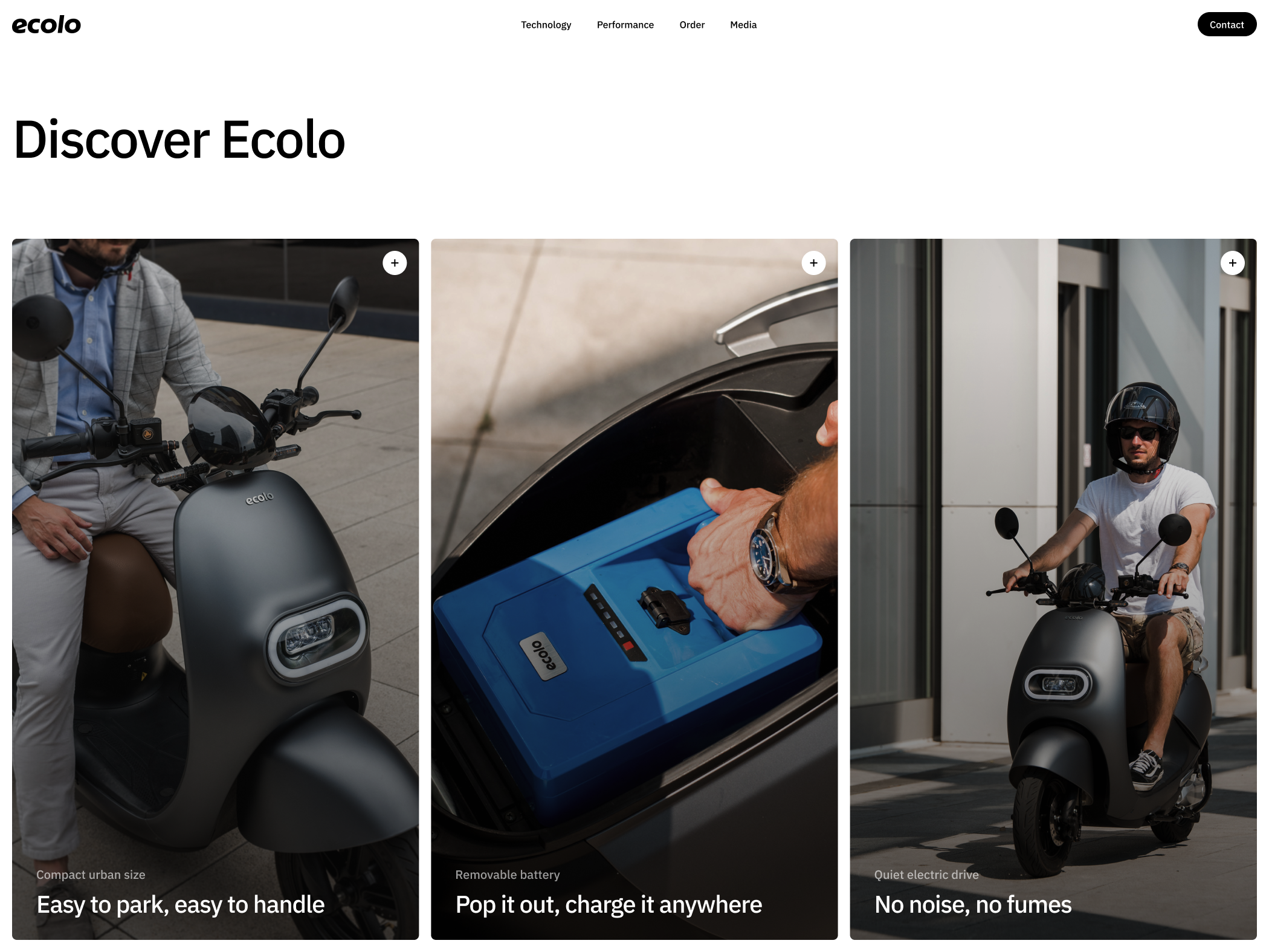 Discover ecolo electric interface responsive scooter section ui ux web design website