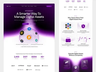 Fintrust - Digital Asset landing Page asset management blockchain blockchain ui crypto crypto dashboard crypto platform crypto wallet custody defi digital assets financial interface fintech fintech design secure finance security tokens trust wallet web3 web3 design