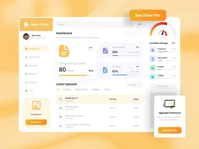 Yellow Cloud~Storage Apps branding design illustration logo ui uidesign uiux ux uxdesign vector