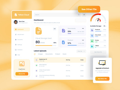 Yellow Cloud~Storage Apps branding design illustration logo ui uidesign uiux ux uxdesign vector
