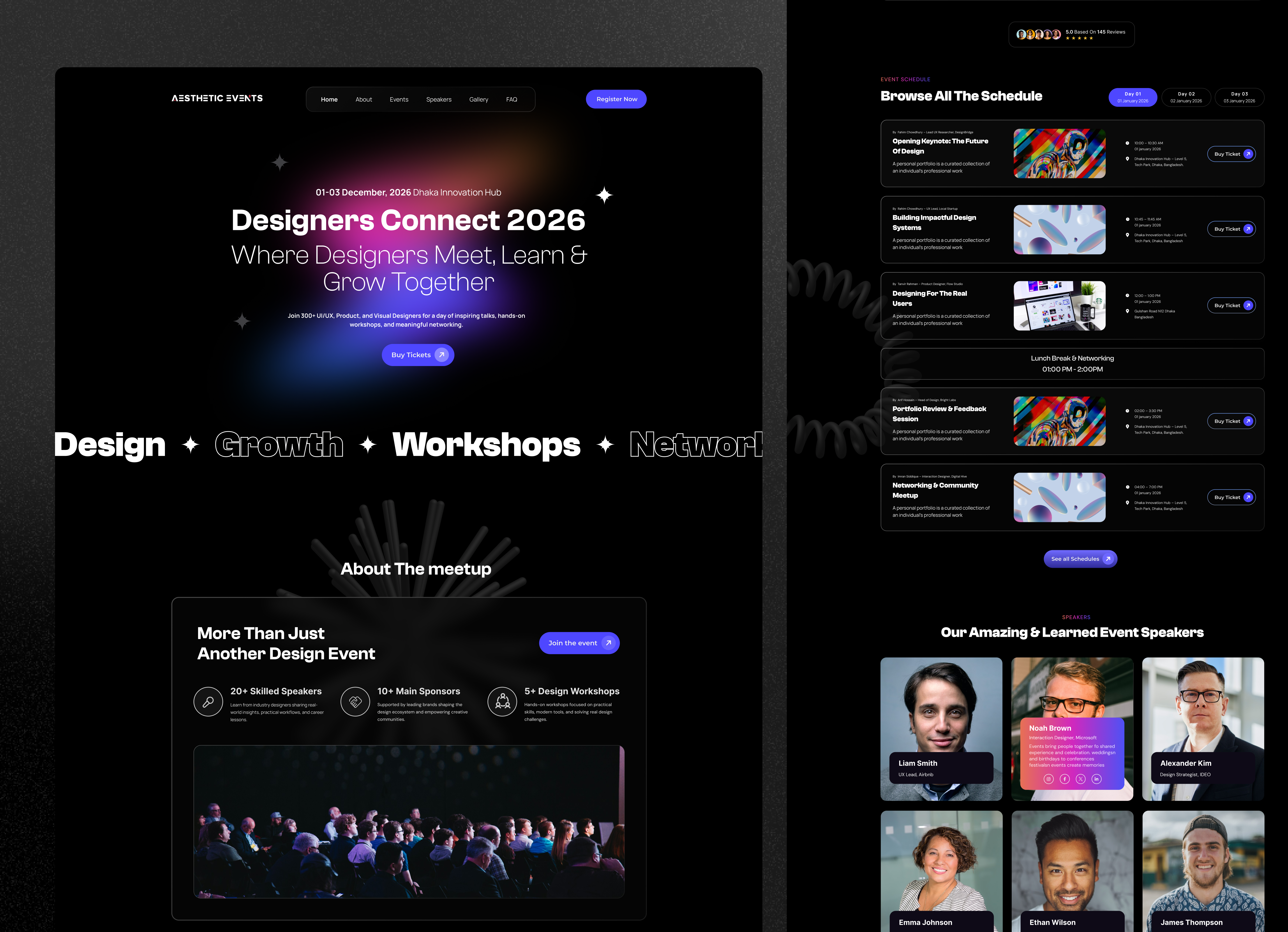 Designers Meetup Event Landing Page UI/UX Design cleanui creativeevent designcommunity designconference designinspiration designmeetup eventlandingpage eventwebsite figmadesign landingpagedesign meetupwebsite modernui ticket ticketwebsite uidesign uiuxdesign uxui webdesign webuiconcept