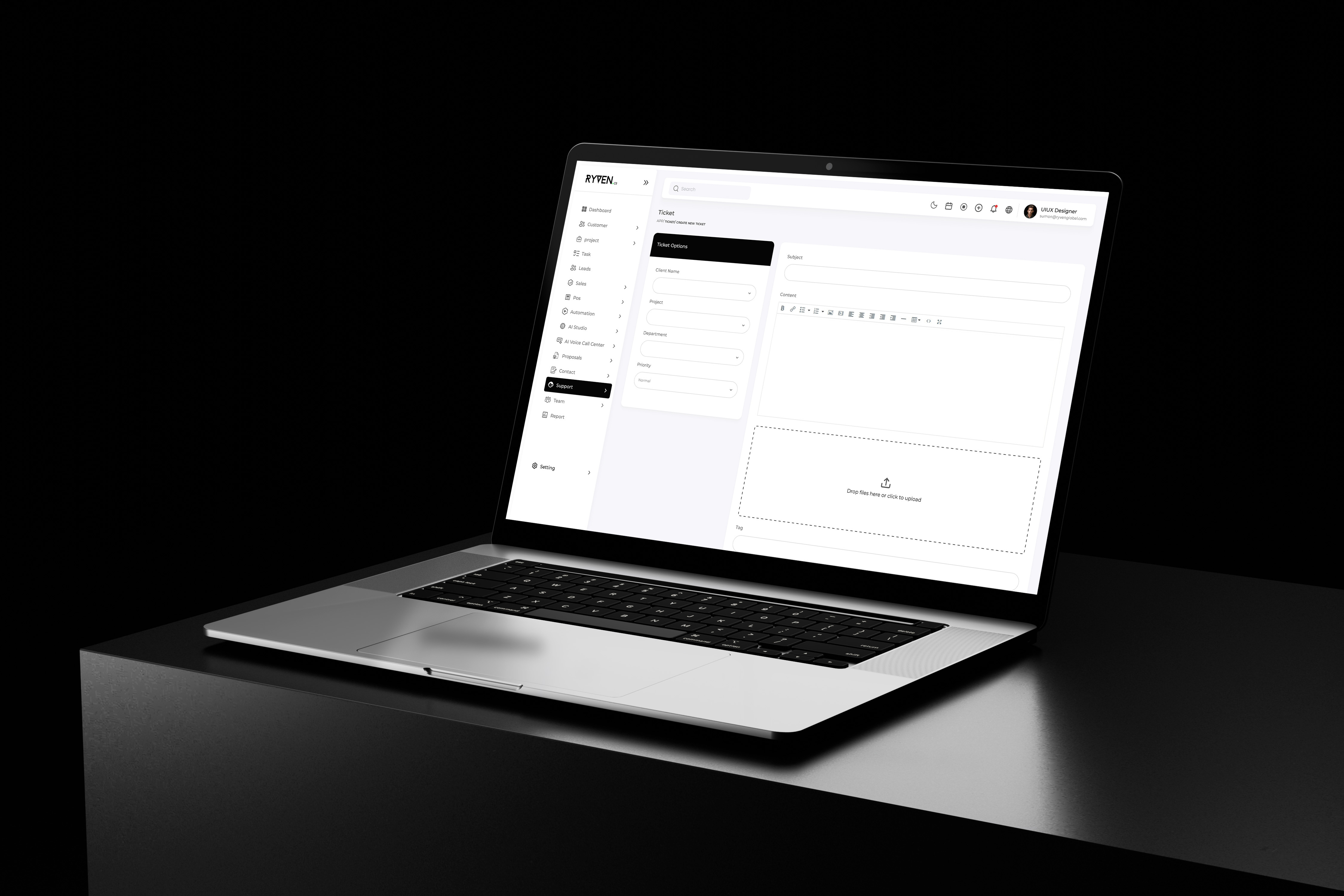 Ryven CRM — Smart Ticket Management Dashboard UI cleanui crm crmtickets crmui customersupport designforusers designthinking enterpriseui helpdeskui minimalui moderndashboard productdesign saasdesign supportdashboard ticketmanagement uidesign userexperience uxdesign webappui