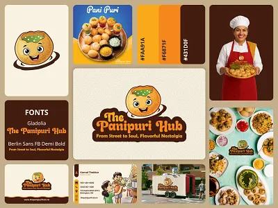 The Panipuri Hub - Complete Food Brand Identity Design branding branding kit dangler design dribbble food branding food industry logo food logo graphic design illustration logo logo design logo designer mascot design menu design packaging design price menu design rand identity restaurant branding shots typography visual identity