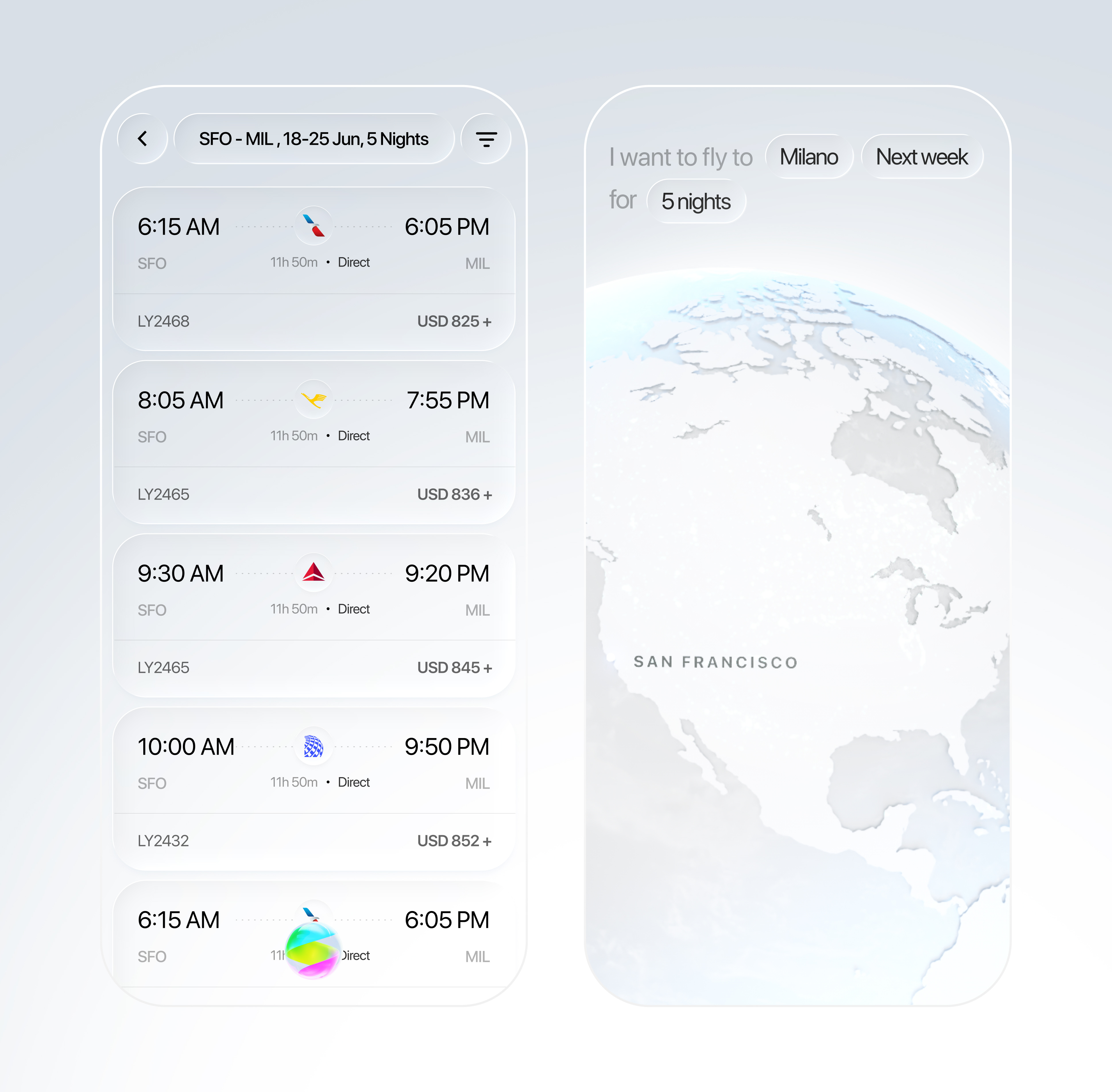 Flights Booking App – Glass UI Design by AmazingUI apple glass booking booking app booking ui flight flight app flights flights app flights mobile app flights ui glass ui globe mobile search flights searching flight travel travel app travel ui ui ui glass