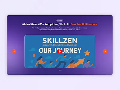 Our Journey Video Spotlight embedded video ui franchise web design gradient background journey video ui landing page video feature section video landing page video section video showcase video storytelling video ui website