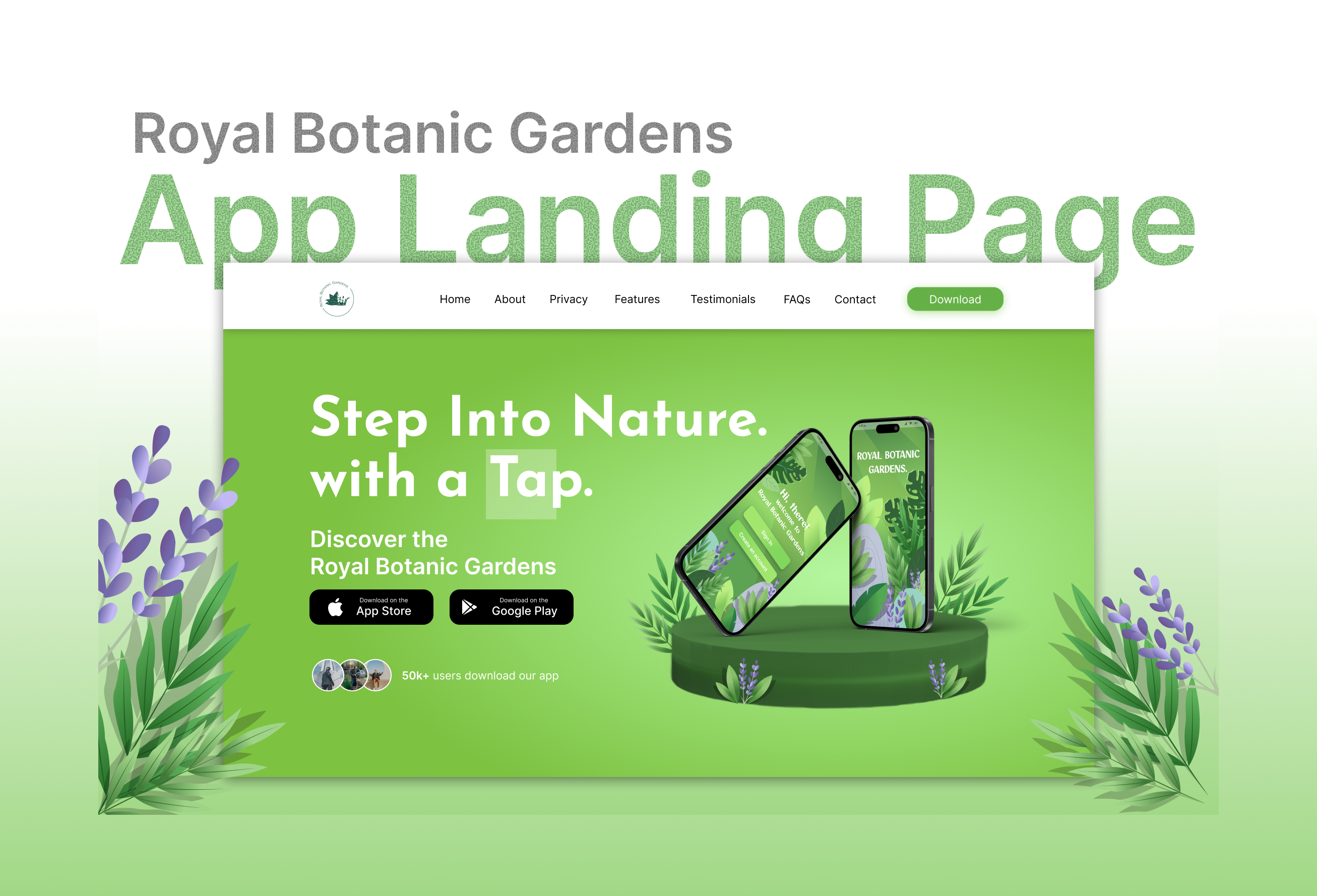 App Landing Page ui ux