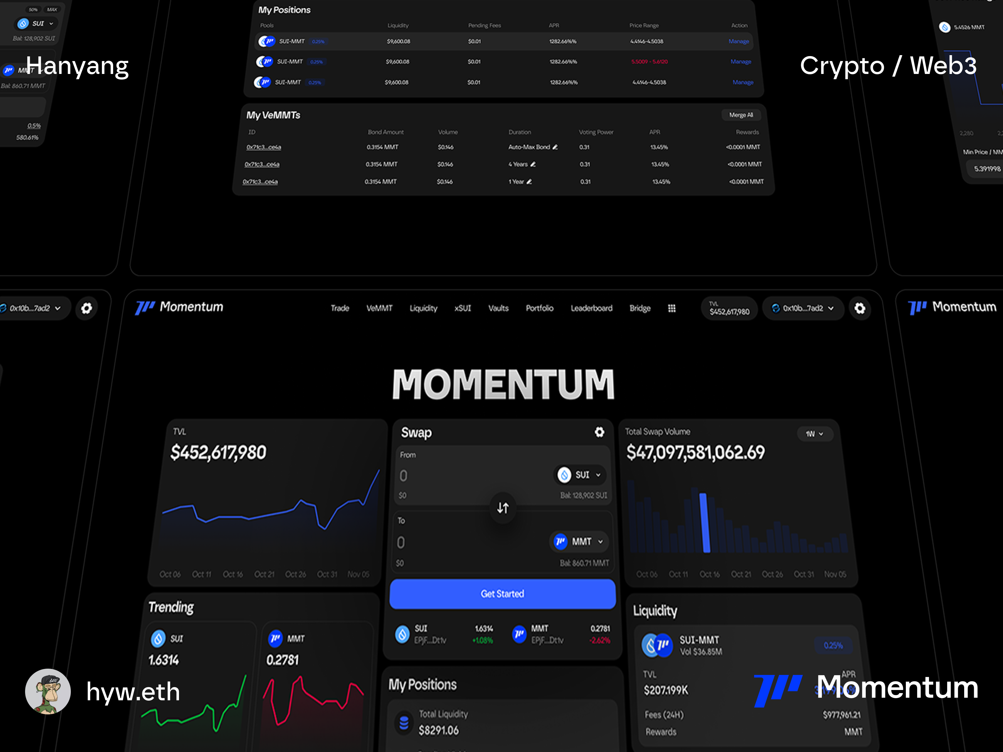 MOMENTUM | WebApp 2.0 Dark Theme bitcoin blockchain branding btc crypto dashboard defi dex homepage minimal minimalist nft platform trade ui wallet web web3