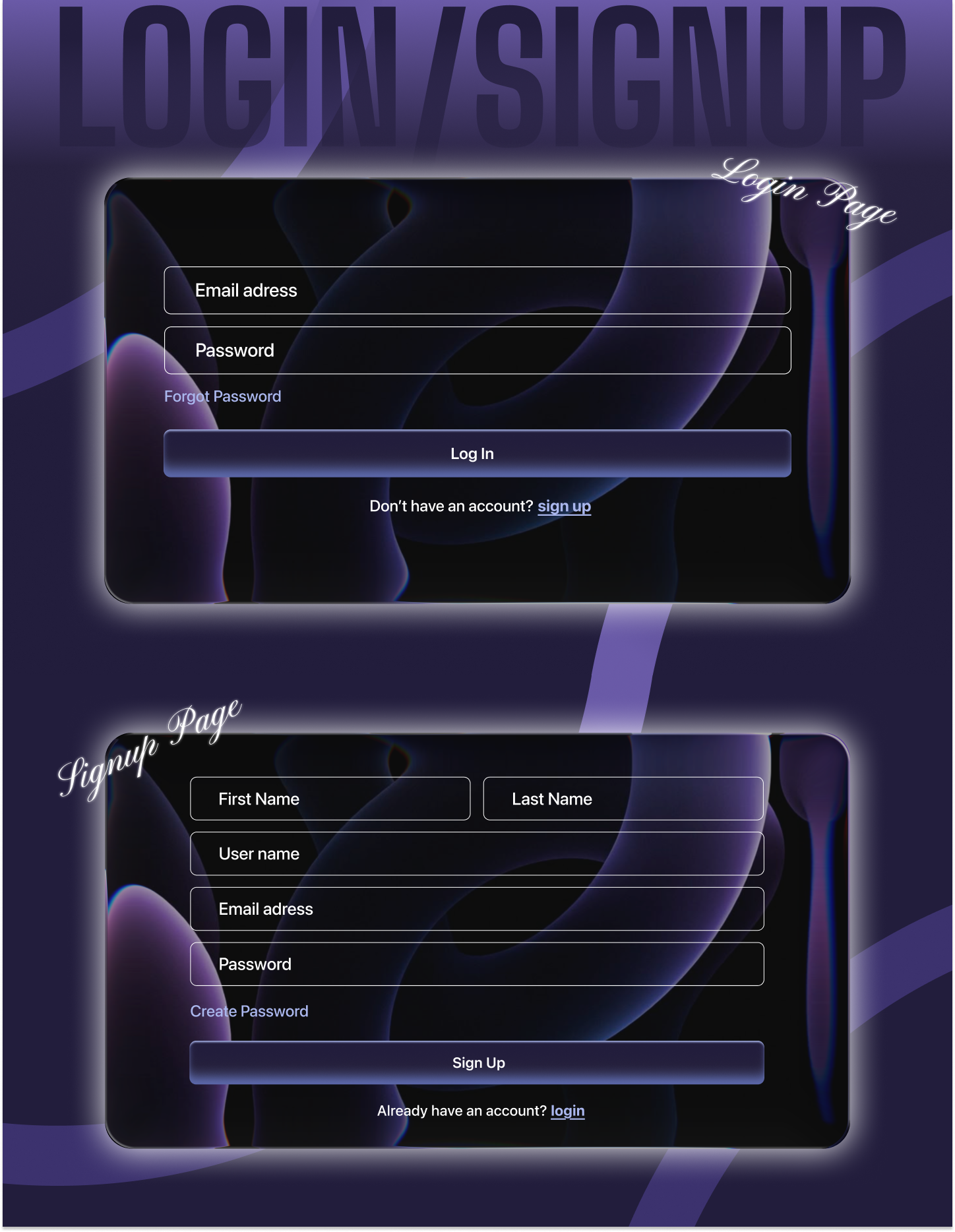 Example of Landing Page, Login & Hero UI/UX Design