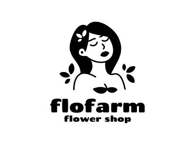 Flofarm | Illustrative Logo Design art beatiful branding cartoon character flowers girl graphic design green illustration logo mascot nature organic plants shop women