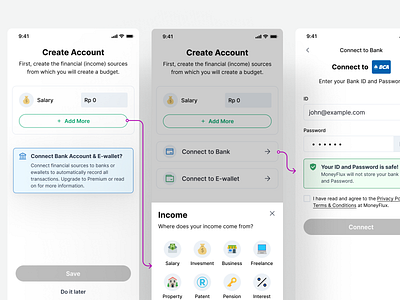 MoneyFlux - Budgeting App (1/4) budgeting app expend tracker ui design