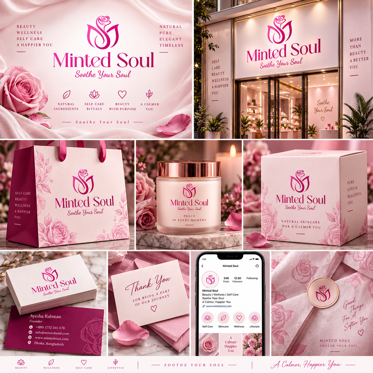 Minted Soul - Elegant Beauty & Cosmetics Logo Branding beauty logo boutique logo brand identity branding creative logo elegant logo feminine design floral logo golden logo logo logo design luxury logo minimal logo modern design premium brand professional logo self care logo spa logo visual identity wellness logo