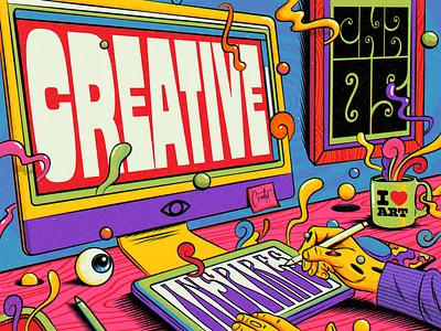 Creative Chaos Inspires computer design illustration inspiration mindset motivation pop art positive thinking psychedelic retro surrealism typography vector vintage