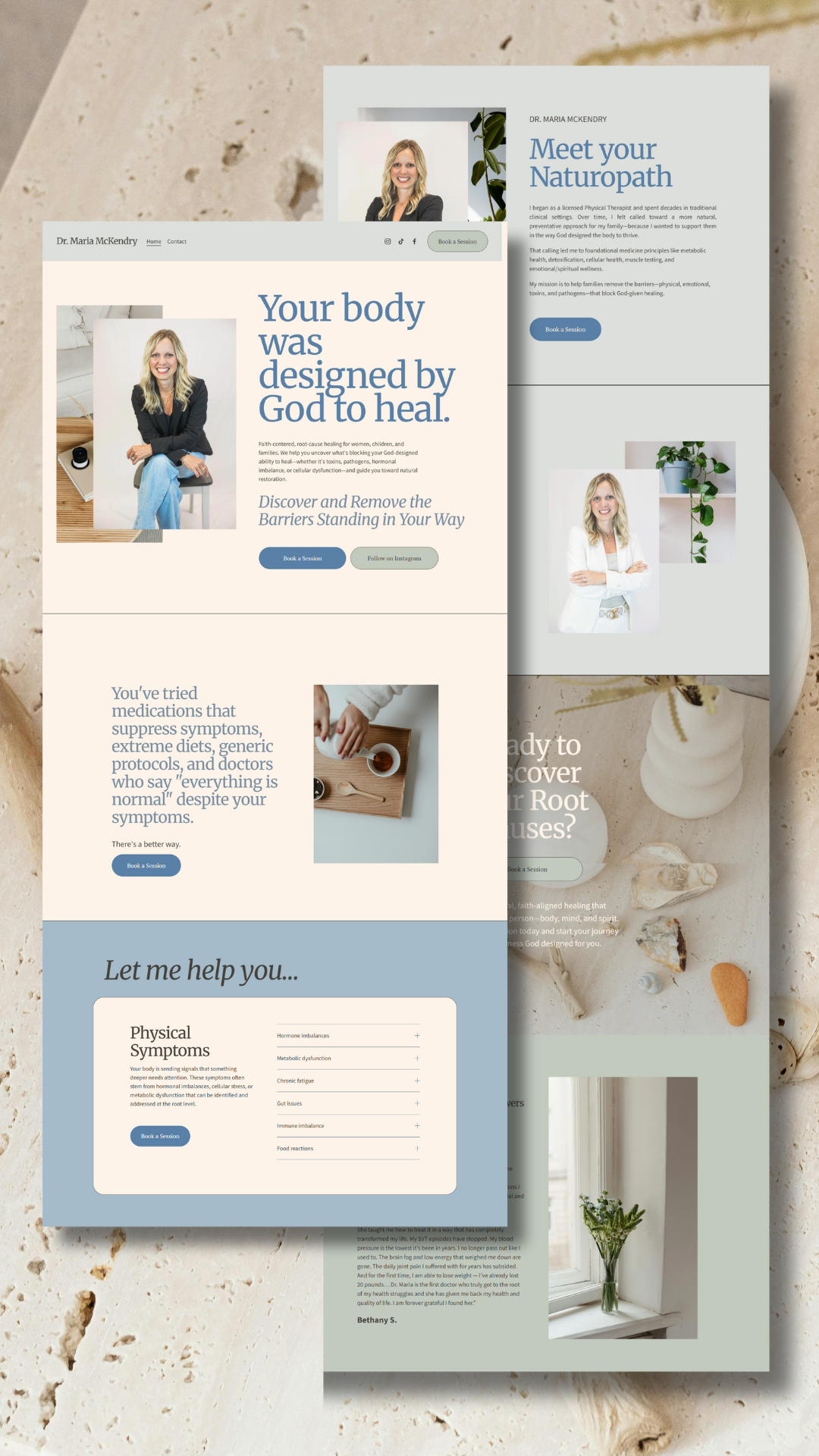 Custom Website Design for Naturopath Dr. Maria McKendry | Brandi branding branding kit health coach holistic health naturopath squarespace template web design website