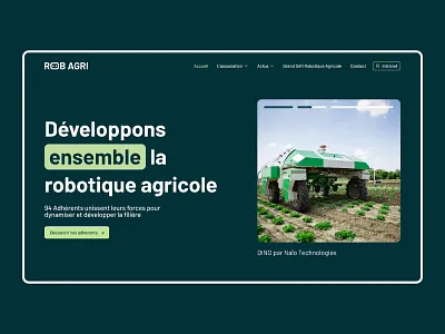Rob Agri - Agricultural robotics website agricultural farm green hero banner nature robot robotic ui