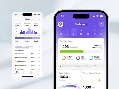 Nutrition Tracker Mobile App calorie calorie tracker clean design diet app fitness app food tracker health app healthy app interface meal planner mobile mobile app mobile app design nutrition app nutrition app design saas ui ux wellness app