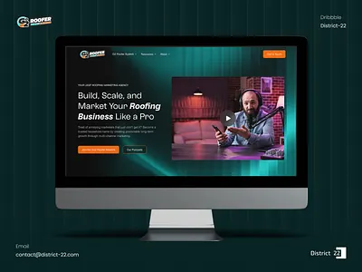 Marketing & Training Agency Website Design agency website branding construction industry dark ui digital marketing district 22 agency uxui video first design web design