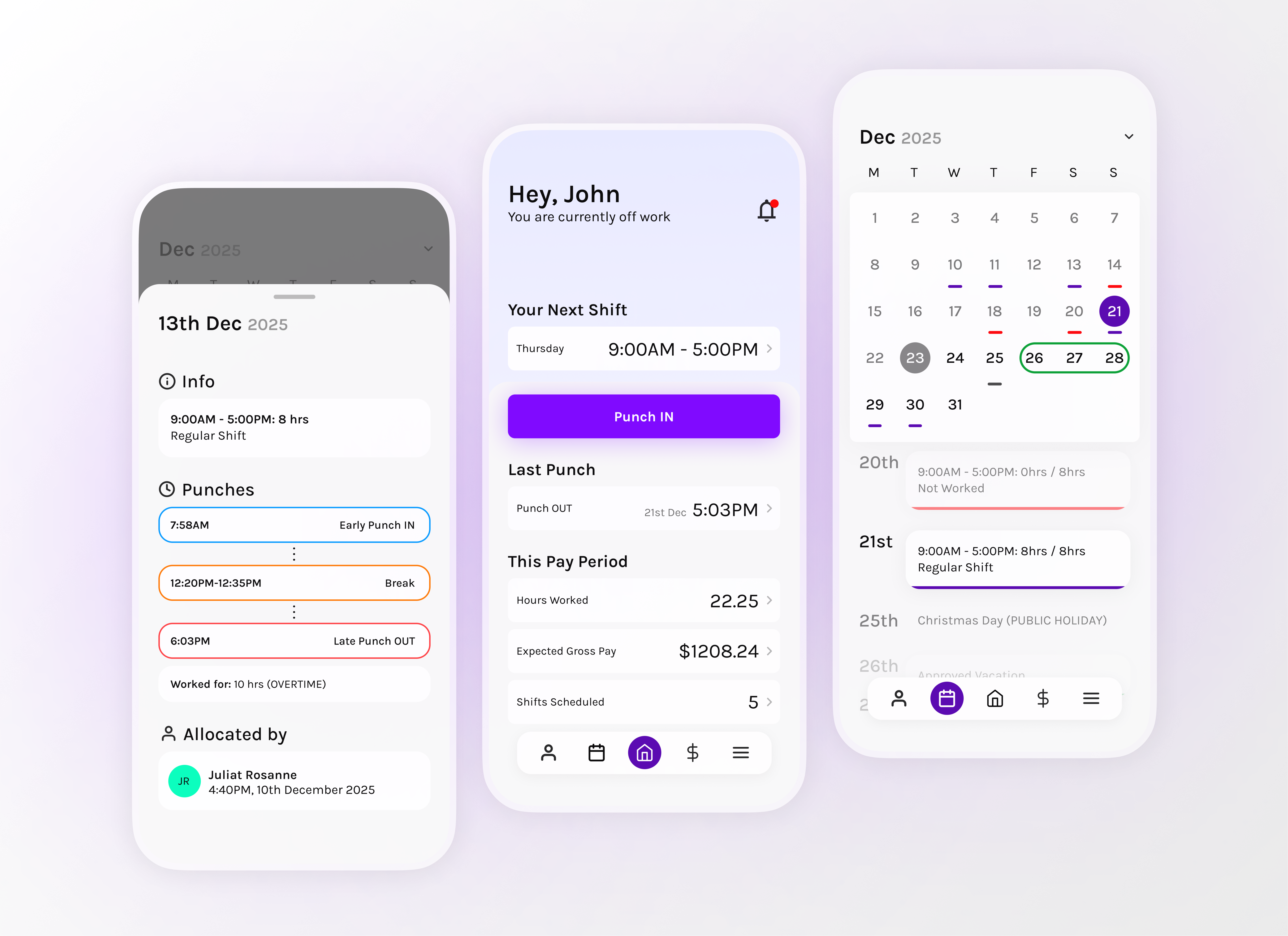 Workspace Rostering Time-Tracking App app branding design graphic design ios mobile roster rostering ui ux workspaces