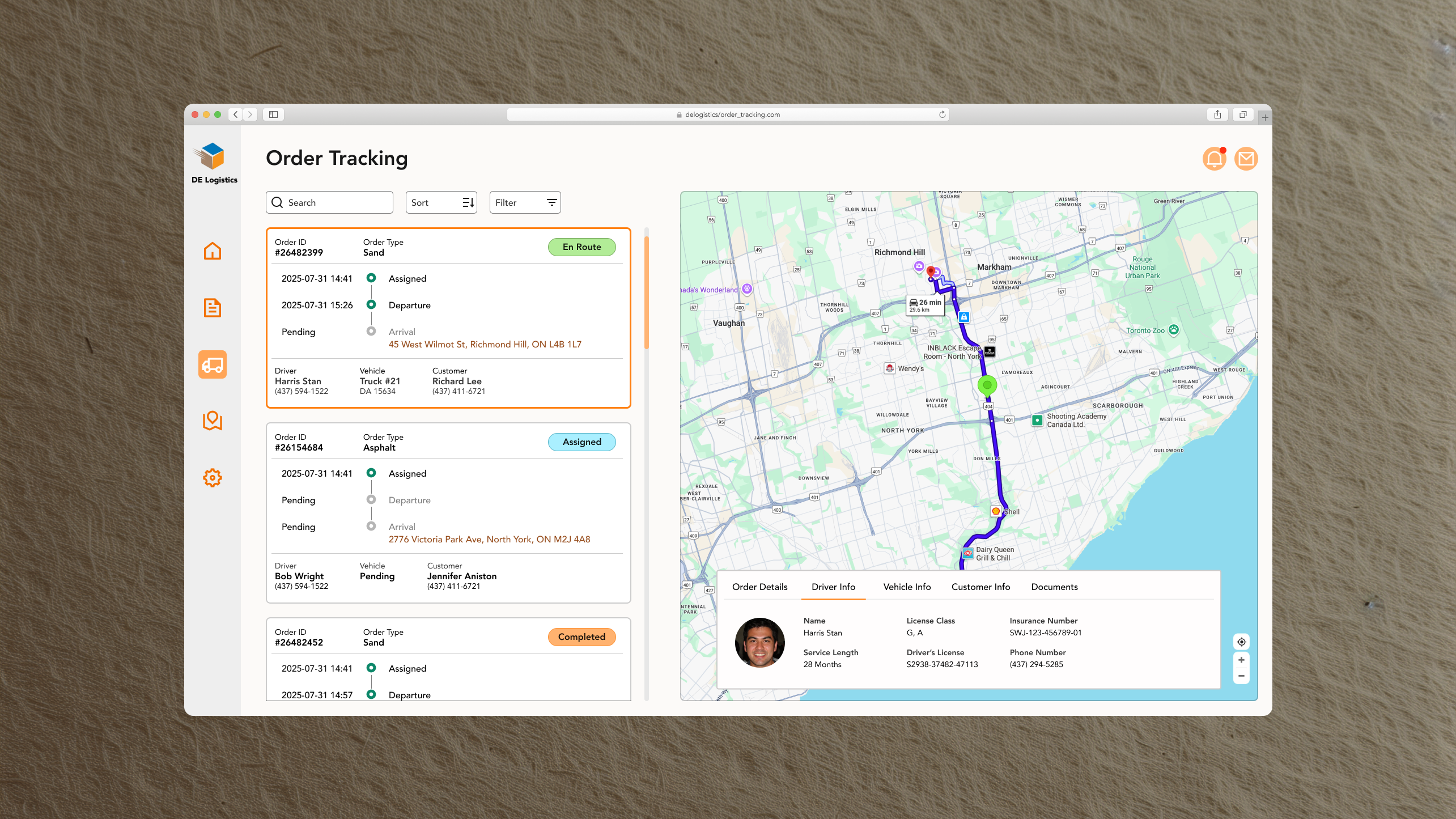 Logistic Shipping Management Tracker branding logistic ui