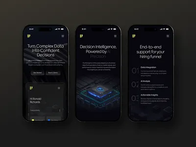 AI Decision Intelligence – Mobile Dashboard ai darkmode dashboard data visualization decisionintelligence design enterprise header landing page mobile app product design saas ui uiux web design website