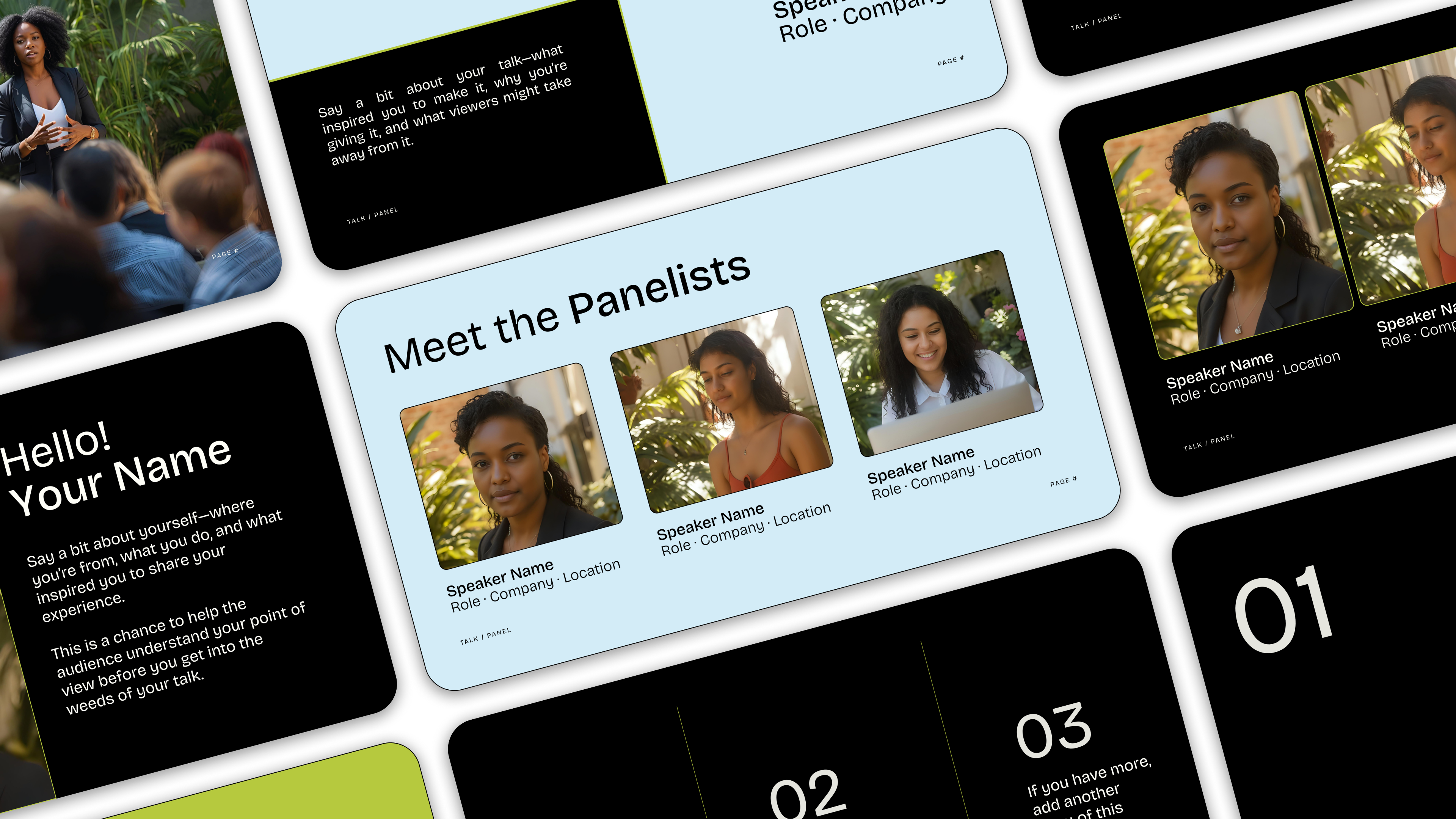 Live Talk / Panel Presentation System artdirection branding conference creativedirection designsystem editorialdesign graphic design keynote layout presentation presentationdesign slidedeck storytelling typography visualdesign