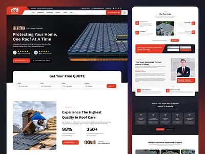 Roof Repair & Waterproofing Service Website Design adobe illustrator adobe xd design graphic design landing page mobile app mobile ui photoshop product design roof repairing website roofing service website ui ui design uiux ux ux design web design website website design