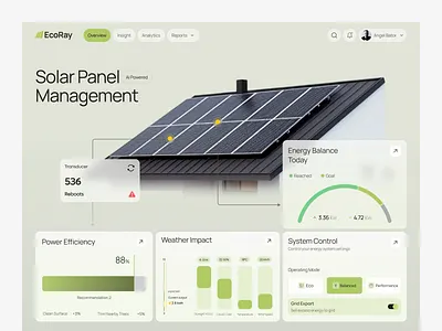 EcoRay | AI-Powered Solar Management Dashboard app design clean ui dashboard graphic design interface design iot dashboard light mode ui minimal ui pixxen product design saas ux solar solar management ui design user experience