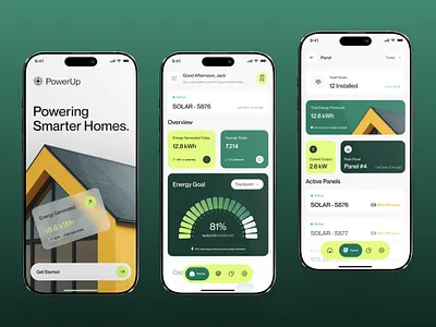 PowerUp - Solar Panel Management Mobile App Ui Design ai app app design business crm dashboard design energy interface ios management mobile panel product renewable saas service solar ui ux