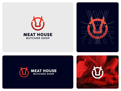 Minimal meat house logo design butcher logo butcher shop logo cow logo creative cow logo meat house logo meat logo meat shop logo minimal cow logo simple cow logo