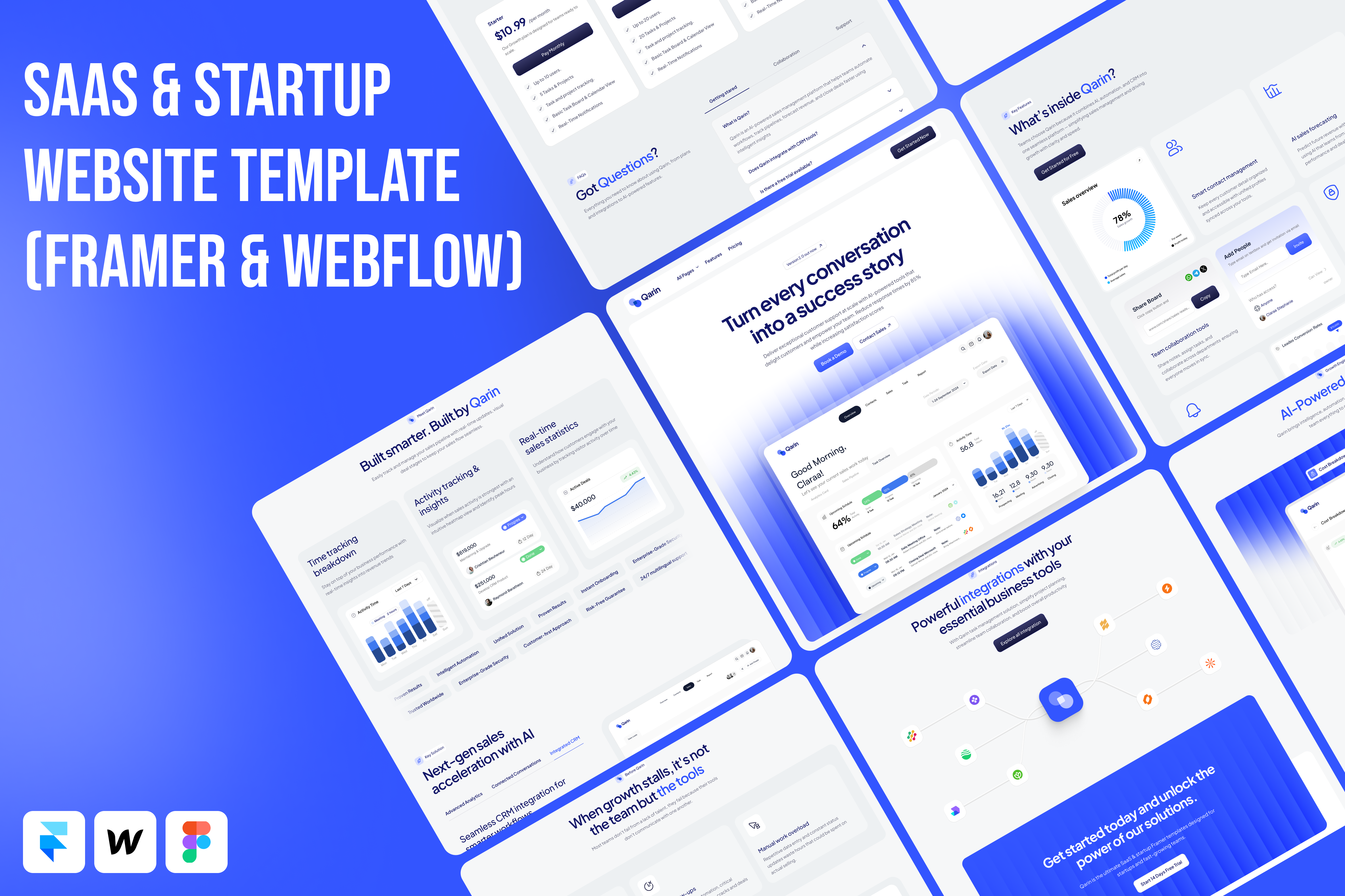 Modern SaaS & Startup Website Template for Framer & Webflow ai crm figma framer html landing landing page modern nocode page product saas saas design startup template ui ux web design webflow website