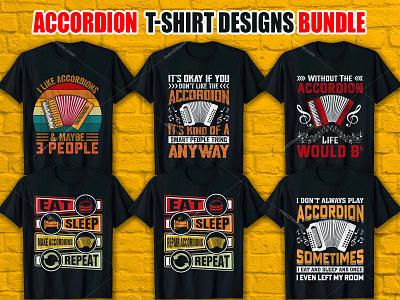 ACCORDION T-Shirt Design Bundle design etsy fashion graphic design illustration merch by amazon