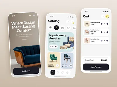 🪑 Furniture E-commerce App — Mobile UI Concept app app design appdesignservices d2cdesign e commerce design ecommerceappdesign ecommerceux furniture app furniture store furniturebrand mobile app mobile app design mobile design mobile ui mobileappdesigner onlineshop retailtech startupdesigner ui uiux
