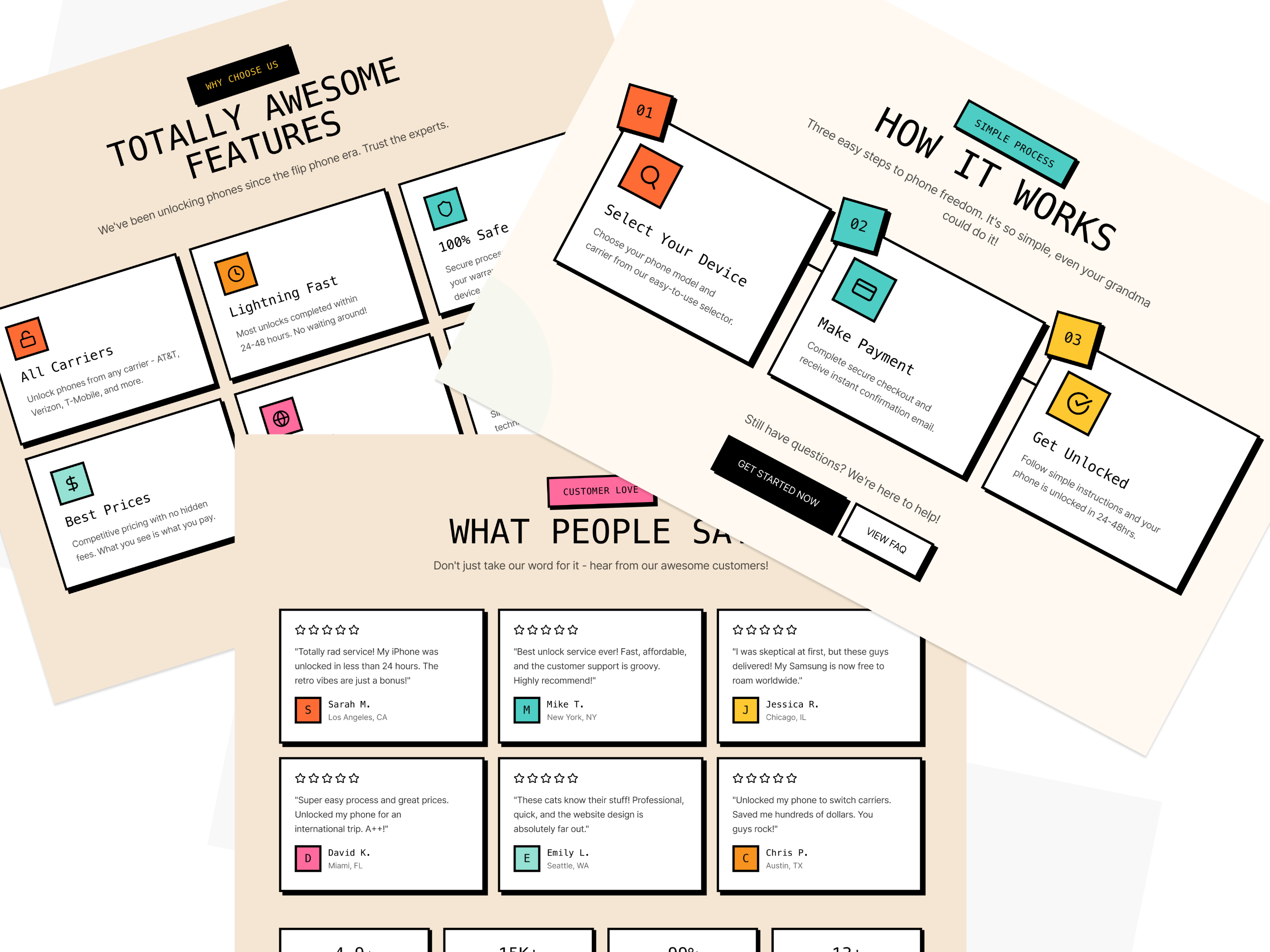 Feature Section & Testimonial UI – AI-Powered Web Design ai powered ui branding clean design client feedback features ui how it works landing page our services ratings ui reviews service page services section testimonial testimonials testimonialsection ui ui design uiux web design website design