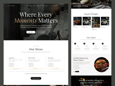 Luxury Restaurant Website UI — Fine Dining Experience branding creative web fine dineing food landing page food website hotel website landing page luxury website minimal restaurant ui restaurant website ui inspiration ui ux user interface web design