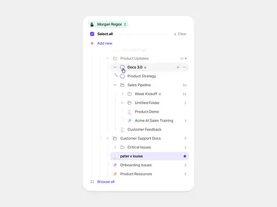 Sidebar Navigation Tree app block card checkbox design folder interface light theme menu minimal navigation product design selection settings sidebar tree ui user interface ux web