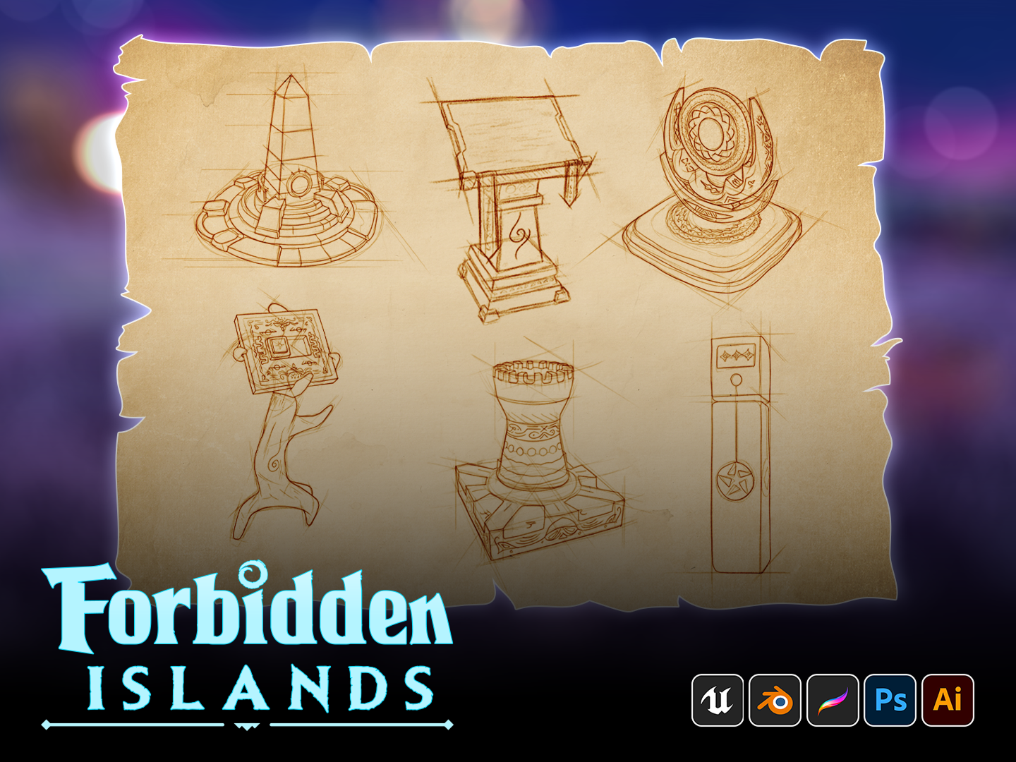 Forbidden Islands - Game Assets I 300minds 3d art 3dgame assetdesign concept art digital 3d digital 3d art digital art environment art fantasy art fantasy environment fantasy game fantasy game asset game art game assets prop design stylized art