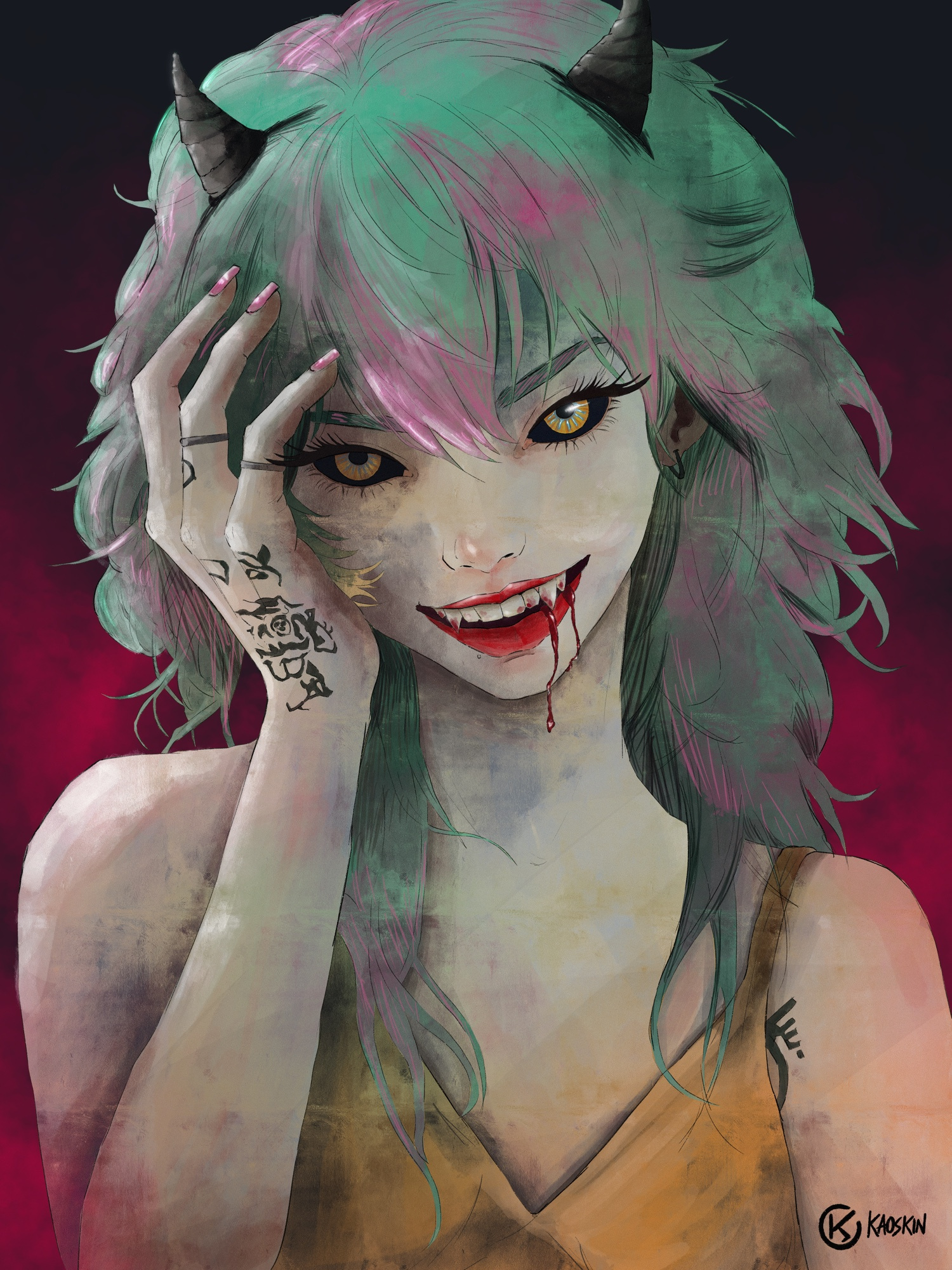 Sainte Faim characterdesign cocnept conceptart contemporaryart dark digitalart expressive illustration portrait procreate procreateart