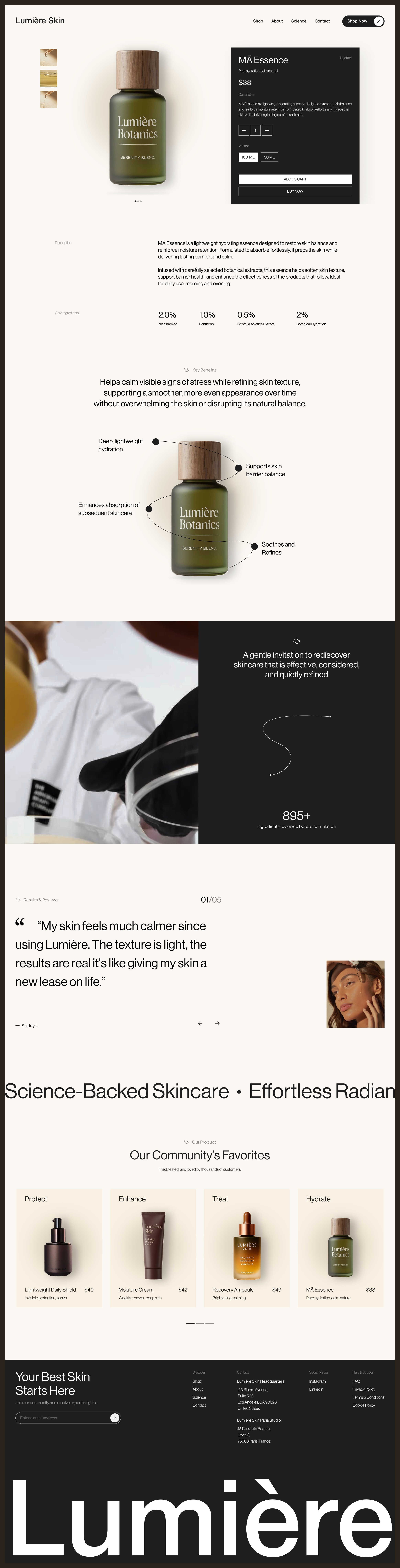 Ui Design Mapping Lumière - Minimalist Elegant Skincare Ecommerce Product Website by LAIN ...