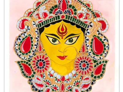 Maa Durga Acrylic Painting branding design graphic design illustration logo typography vector