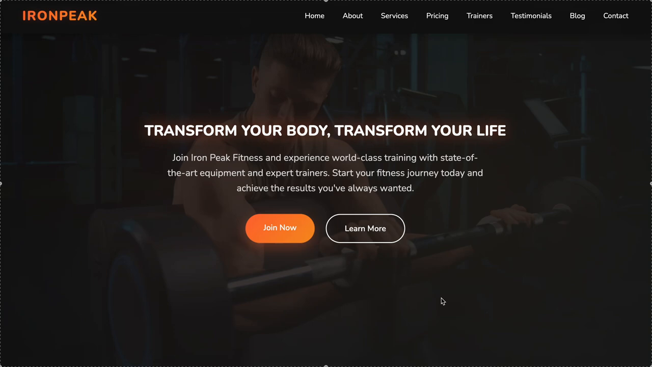 Example of Gym & Fitness Website Development.