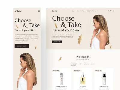 Solyne / E-commerce design clean concept creative design ecommerce figma mobile modern premium skin care ui ux web design