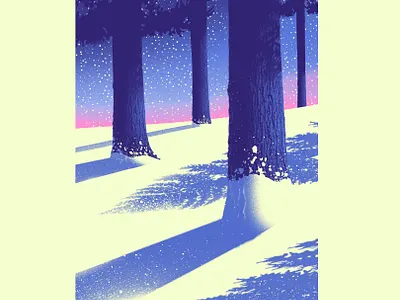 Home blue design forrest illustration night pine snow winter