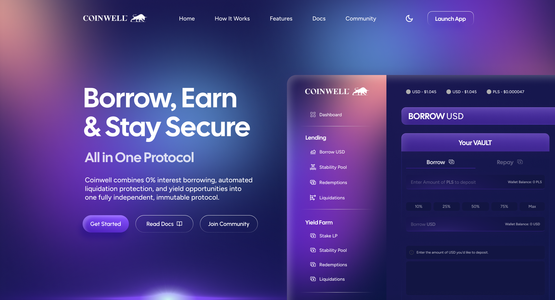 Coinwell - Crypto Lending & Borrowing - Hero Section blockchain crypto dapp defi figma hero section ui design