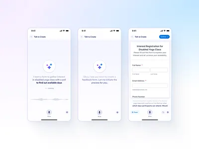 Talk to create ai app transcript ui ui design ux design voice mode