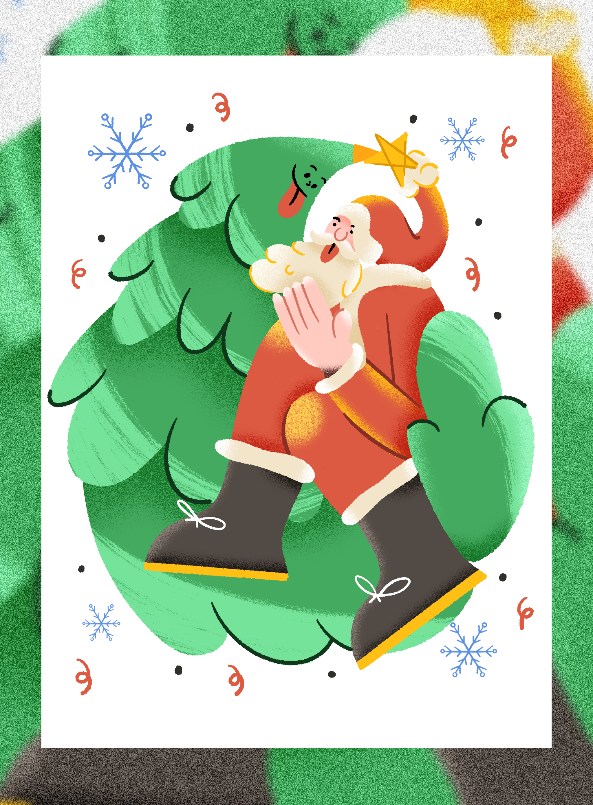 CRAZY SANTA HO-HO-HO 2026 illustration 2d character design christmas illustration commercial cute art illustration new year illustration procreate santa santa illustration xmas illustration xmas tree