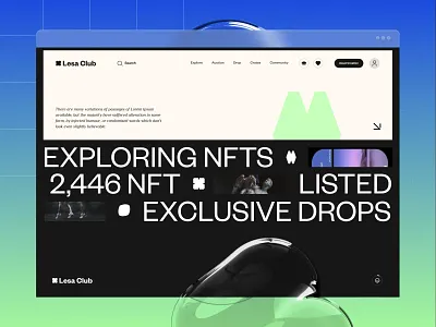 NFT Marketplace Landing — Lessa Club 3d animation branding graphic design logo motion graphics ui