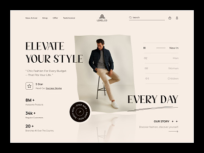 Fashion Clothing Website Header mockup product design ui ui design uiux ux desogn web website