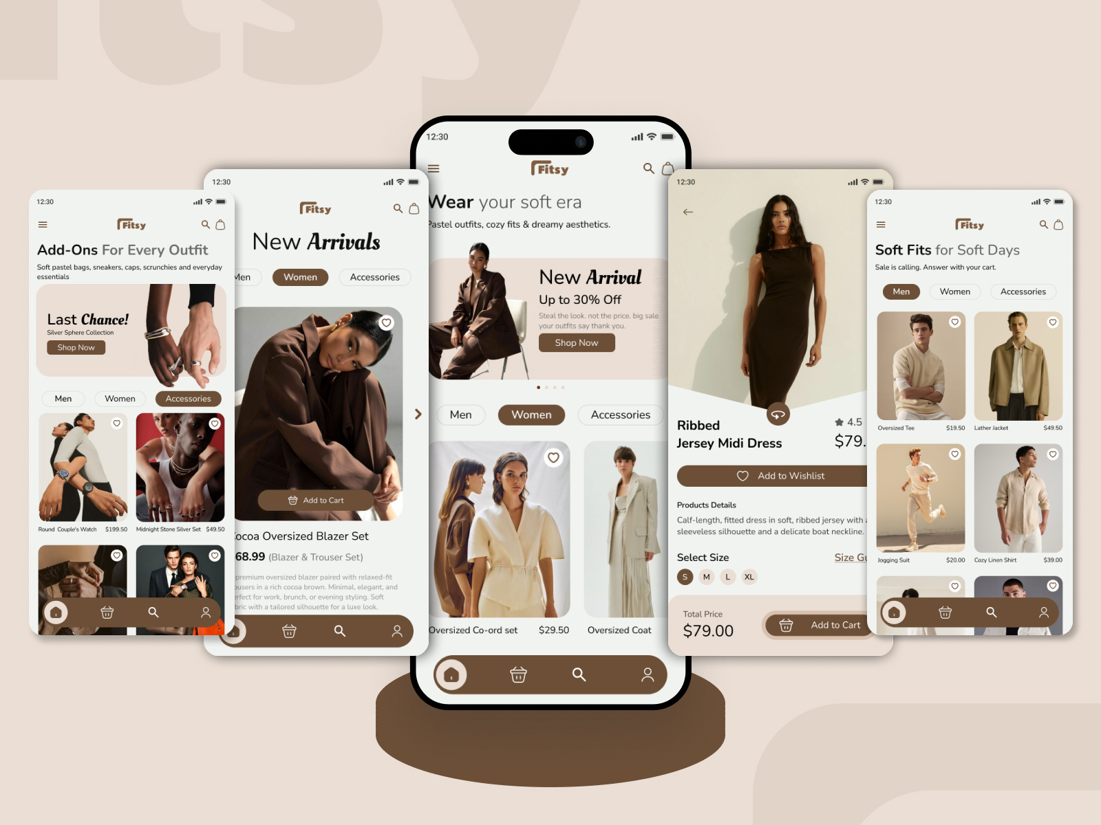 Fitsy - Trendy Fashion E-Commerce App appdesign bmvsi dailyui ecommerceapp fashionapp fashionux figmadesign mobileui modernui productdesign shoppingapp trendydesign uidesign uxdesign