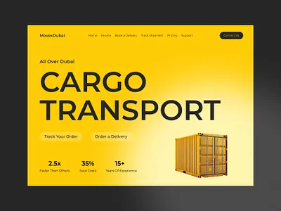 Movexdubai Cargo Transport Landing Page business website cargo delivery cargo transport corporate website delivery service dubai freight transport landing page desig logistics landing page logistics ui modern web design shipment trackin shipping service shipping website startup design supply chain transportation design ui desig ux design web design